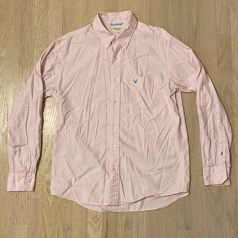 American Eagle Outfitters Pink Button Down Long Sleeve Collared Shirt - Medium